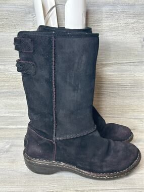UGG Australia Women's 5 Haywell Black Suede Leather Sherpa Lined Boots 1001669